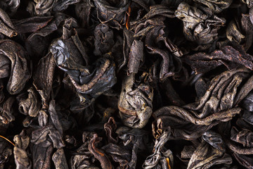 Black tea background macro