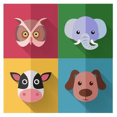 Animal Icon Set with Flat Design / Vector Illustration
