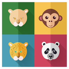 Animal Icon Set with Flat Design / Vector Illustration