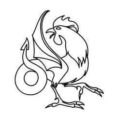 Flat linear cockatrice illustration