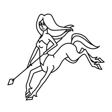 Flat linear centaur illustration