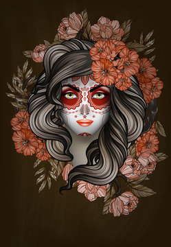 Woman with calavera makeup. Day of the Dead (Dia de los Muertos) concept