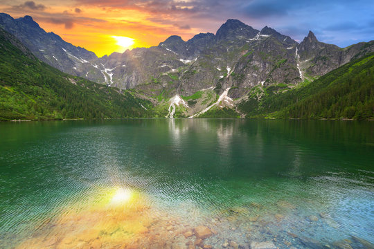 Fototapeta Eye of the Sea lake in Tatra mountains, Poland