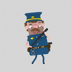 3d illustration. Policeman standing