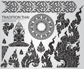 Set of Thai art element, Decorative motifs. Ethnic Art, icon vec - 123445352
