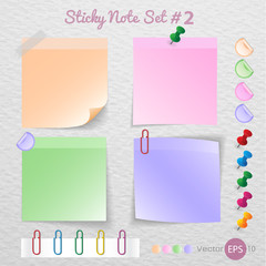 Stick note paper with Color set Isolate on white  background,Vec