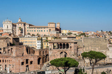Fototapeta na wymiar Panoramic View of Rome with Imperial Fora in foreground. Italy.