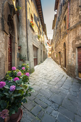 Fototapeta na wymiar The streets of an unknown town in Tuscany, Castel del Piano, Ita