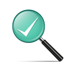 Magnifying With green Glass Isolated On White Background, Vector