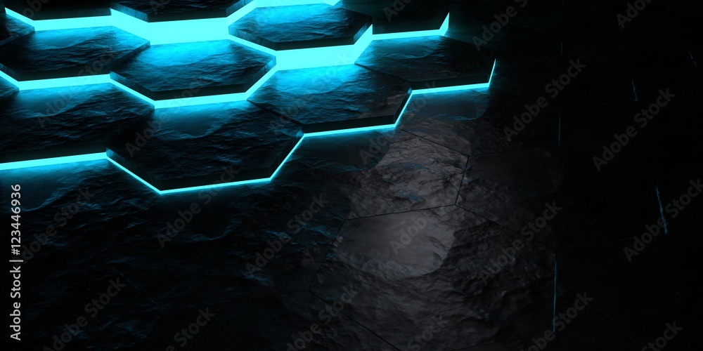 Wall mural digital hexagons background