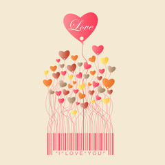 Fototapeta na wymiar Design for Valentine's Day with color full Heart grow from the