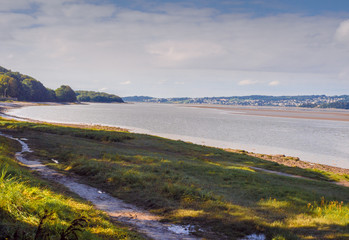 The river Kent estuary in late summer sunshine, Arnside, Cumbria, UK