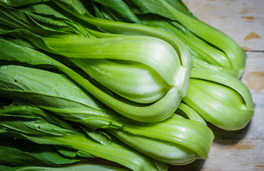 Taiwan cabbage, Taiwan Choy on wooden table.