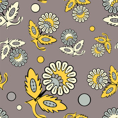 Ethnic boho seamless pattern with decorative flowers. Russian. Print. Cloth design, wallpaper.