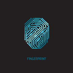Digital fingerprint. Element on black background.