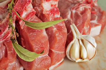 Chopped pork on a marble countertop