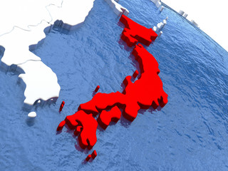 Japan on globe