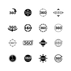 Degrees angle view, rotate vector icons set
