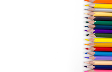 Colored pencils isolated on white background.