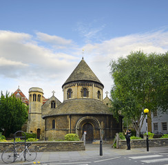 Cambridge, The Round Church at St Andrew the Great, England. Cambridge is a university city and the...