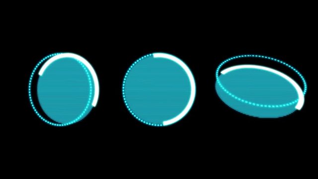 Futuristic HUD Buttons Rotating on a black Background