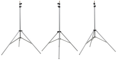 three silver photo stand on different view isolated on white bac
