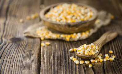 Dried Corn on a wooden table
