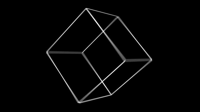 Transparent Cube Rotating in different Angles on a Black background