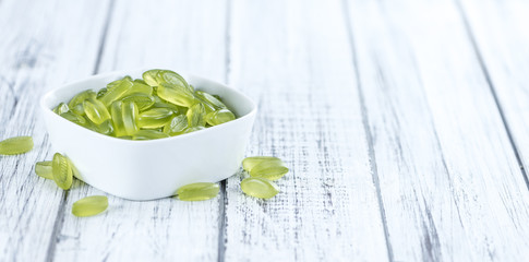 Gummy Candy with lime taste (selective focus)