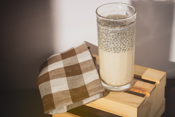 Basil seeds with milk.