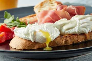Healthy Breakfast with Wholemeal Bread Toast and Poached Egg