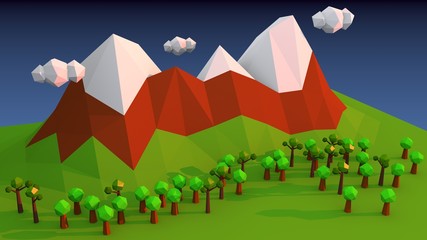 Low poly illustration of mountains