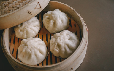 xiaolongbao,steamed dumpling on table. with vintage filter