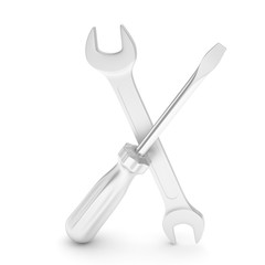 3D Illustration Wrench and screwdriver, service concept