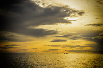 abstract scene of sunset in the sea with vintage filter