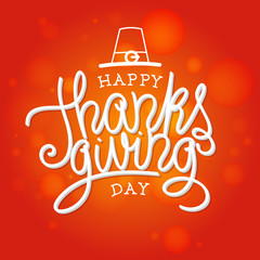 Happy Thanksgiving vector illustration. Hand lettered text and hand drawn ornaments