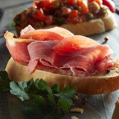 Concept of italian food with bruschetta