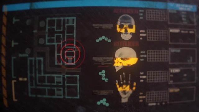 Intruder Warning Alert Sigenal on a Monitor with Data Examine - Powered by Adobe