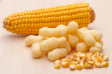Sweet corn and corncob