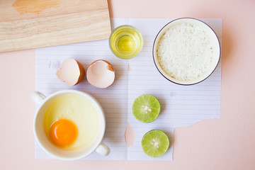 Ingredients of egg and rice