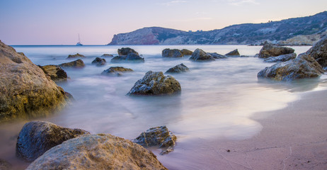 Fototapeta na wymiar Rocks of the Provatas beach