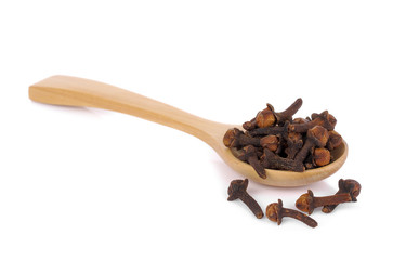 Spice cloves on white background