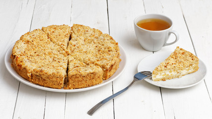 Homemade pie with cheese and apples