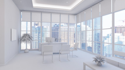 Naklejka na ściany i meble 3D Interior rendering of an office