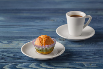 Mini muffins with cheese on old wooden rustic background, select