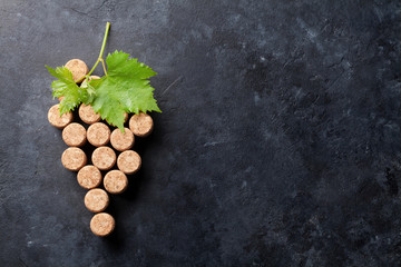 Wine corks grape shape and vine