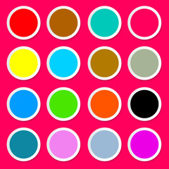 Colorful Paper Circles on Pink - Red Background Vector