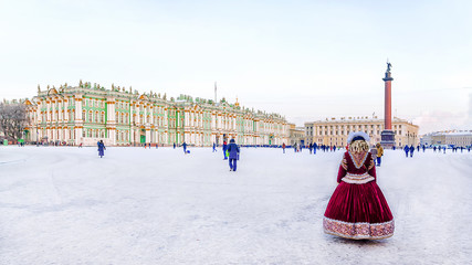 Palace Square in St. Petersburg in the winter