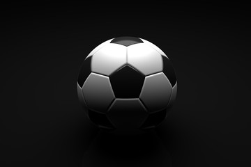 Fototapeta na wymiar Soccer concept, Soccer ball on black background. 3D illustration
