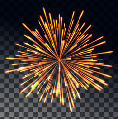 Vector realistic orange firework transparency sfx